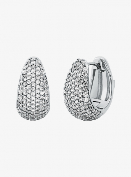 Michael Kors Precious Metal-Plated Brass Pavé Teardrop Huggie Earrings