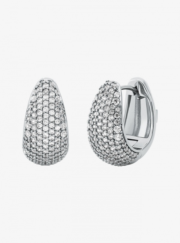 Michael Kors Precious Metal-Plated Brass Pavé Teardrop Huggie Earrings