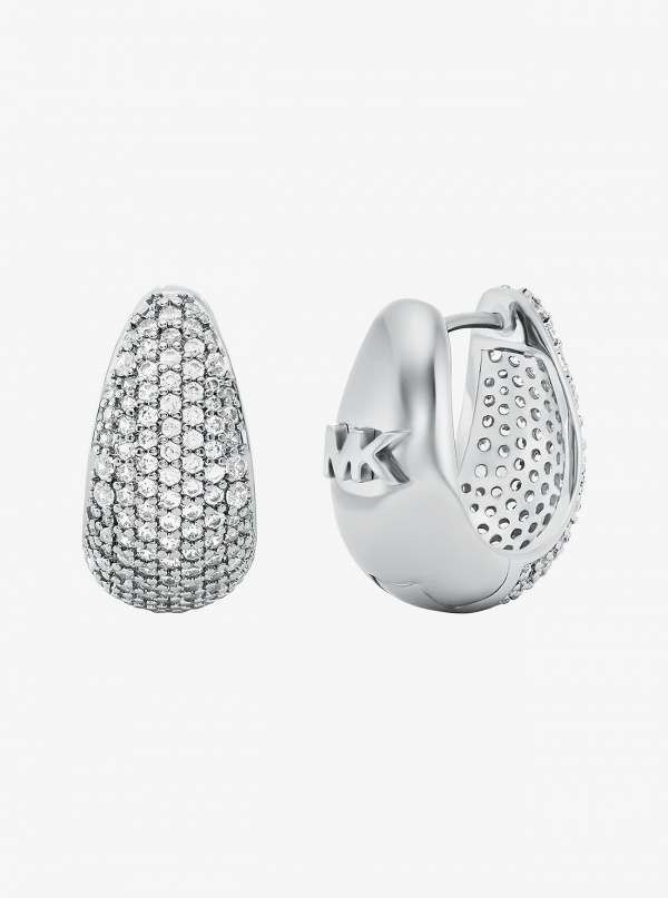 Michael Kors Precious Metal-Plated Brass Pavé Teardrop Huggie Earrings