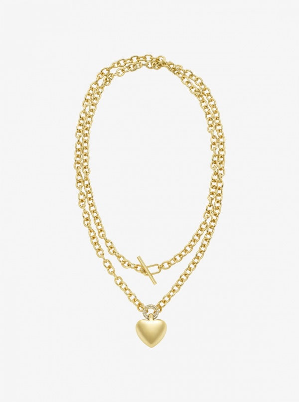 Michael Kors Pavé Puffy Heart Pendant Necklace