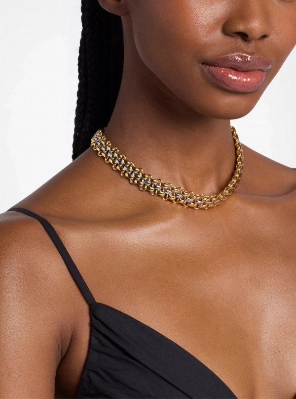 Michael Kors Two-Tone 3-Link Necklace