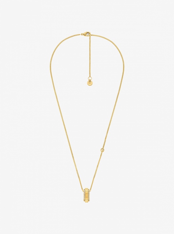 Michael Kors Pavé Gold-Tone Brass Ring Necklace