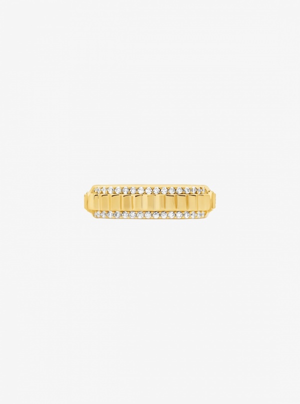 Michael Kors Pavé Gold-Tone Brass Ring