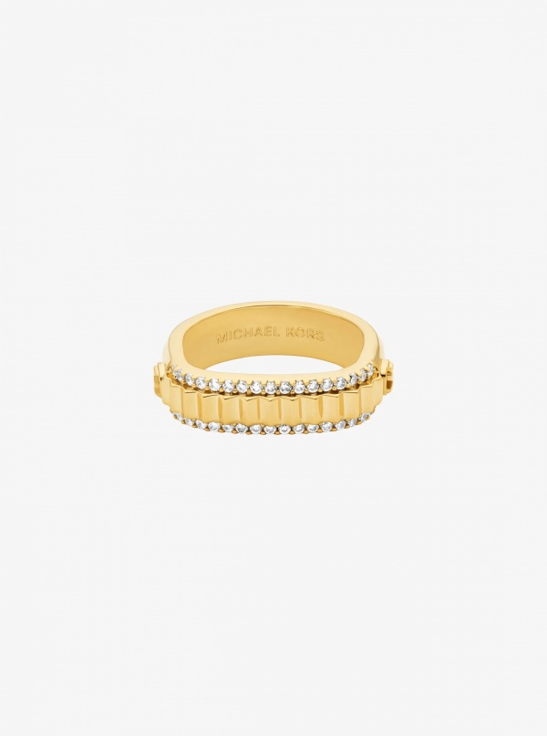 Michael Kors Pavé Gold-Tone Brass Ring