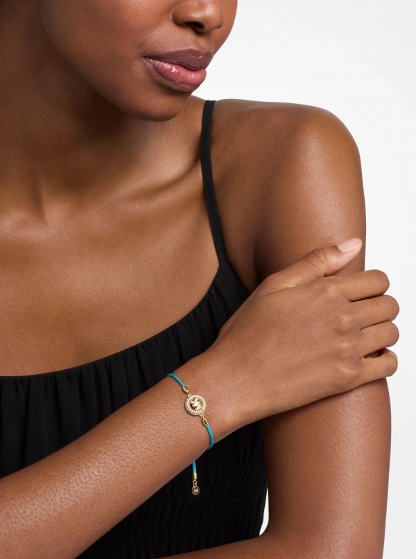 Michael Kors Pavé Gold-Tone Logo Corded Bracelet