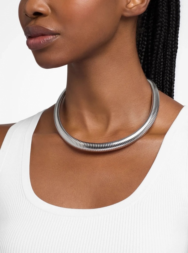 Michael Kors Precious Metal-Plated Brass Pavé Collar Necklace