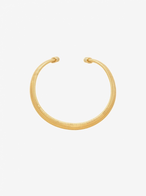 Michael Kors Precious Metal-Plated Brass Pavé Collar Necklace
