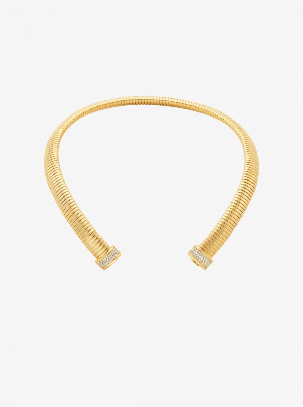 Michael Kors Precious Metal-Plated Brass Pavé Collar Necklace