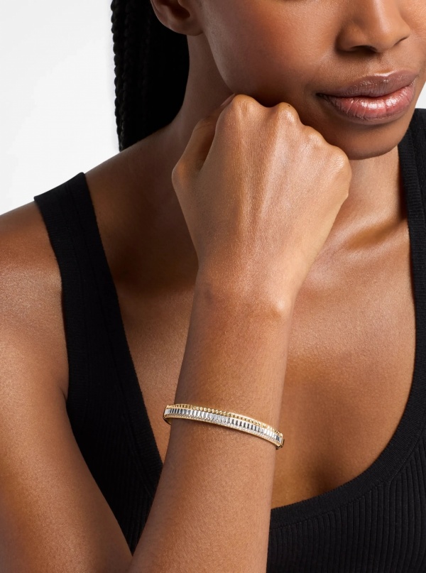 Michael Kors Pavé Two-Tone Fluted Bangle