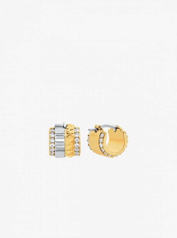 Michael Kors Pavé Two-Tone Fluted Huggie Earrings
