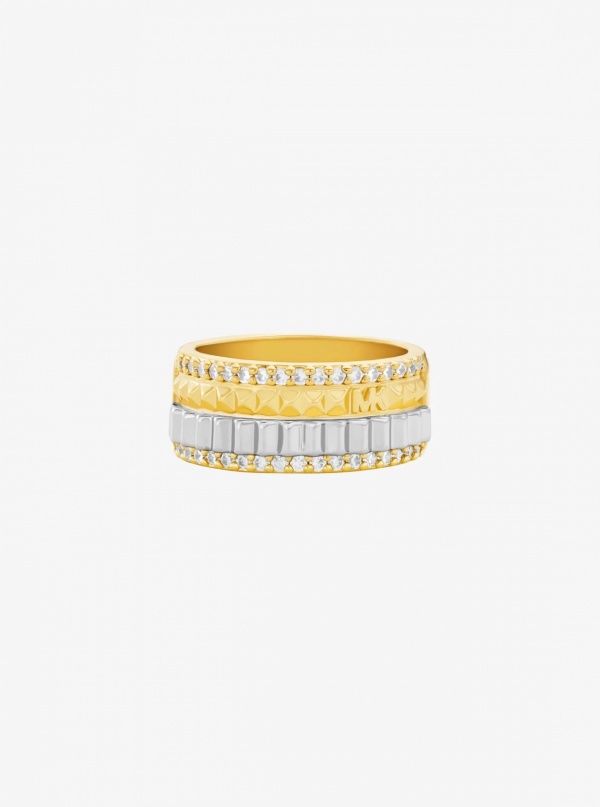 Michael Kors Pavé Two-Tone Fluted Ring