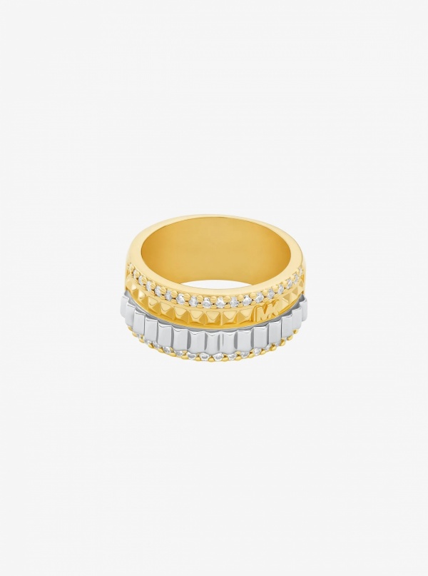 Michael Kors Pavé Two-Tone Fluted Ring