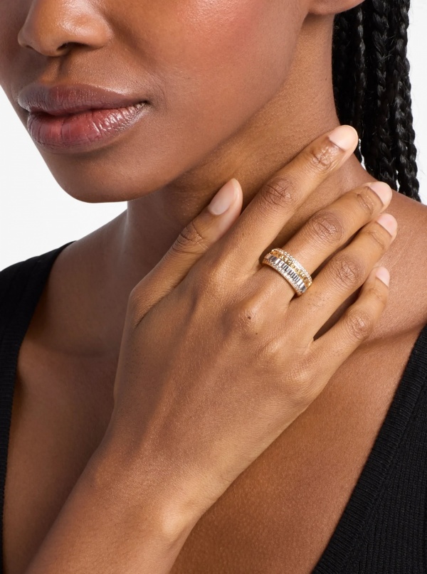 Michael Kors Pavé Two-Tone Fluted Ring