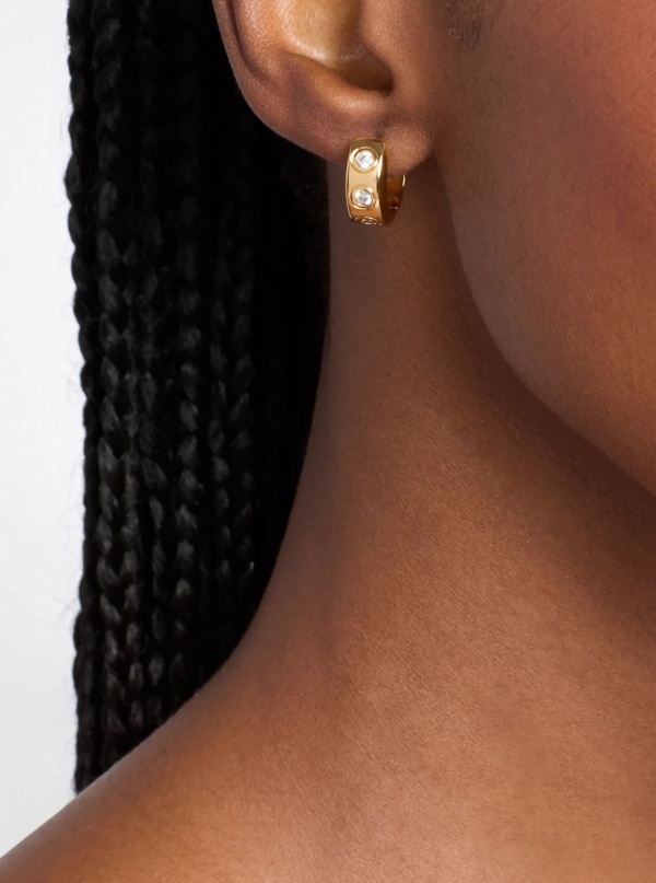 Michael Kors Pavé Logo Huggie Earrings