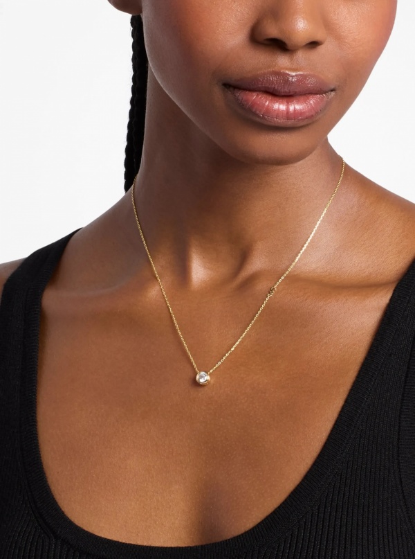 Michael Kors Round Stone Pendant Necklace