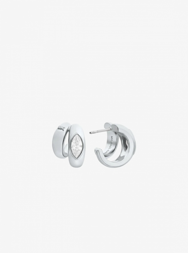 Michael Kors Marquise Cut Cubic Zirconia Double Hoop Earrings