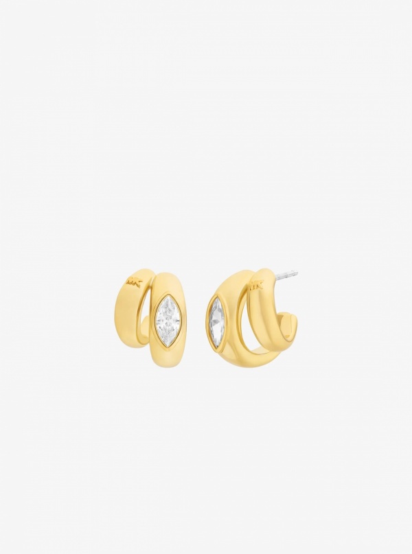 Michael Kors Marquise Cut Cubic Zirconia Double Hoop Earrings
