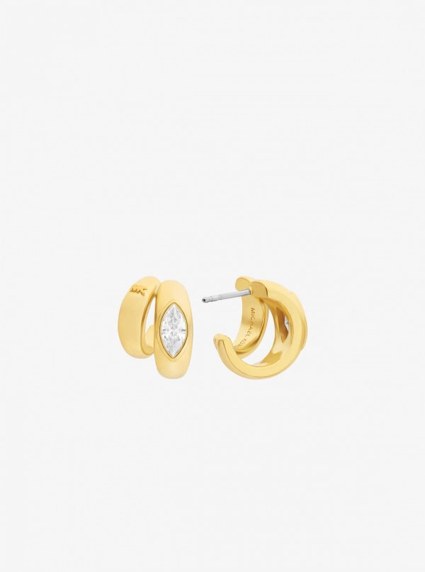 Michael Kors Marquise Cut Cubic Zirconia Double Hoop Earrings