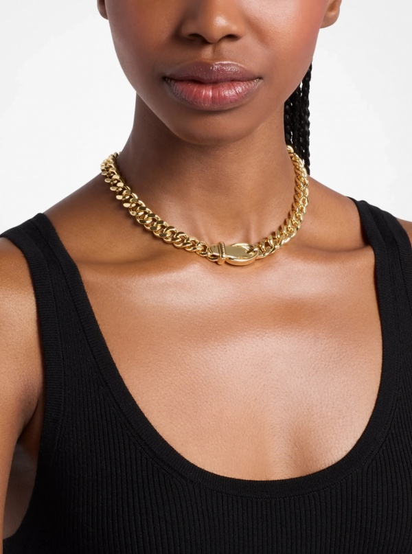 Michael Kors Buckle Chain-Link Necklace