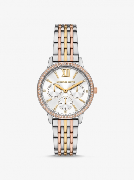 Michael Kors Melissa Pavé Tri-Tone Watch