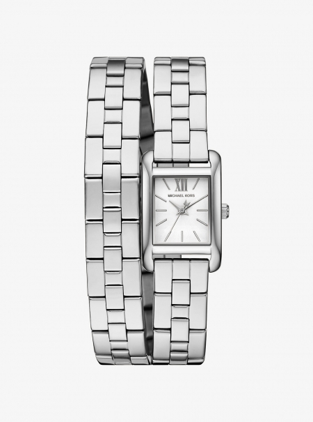 Michael Kors Mini Monroe Silver-Tone Double Wrap Watch