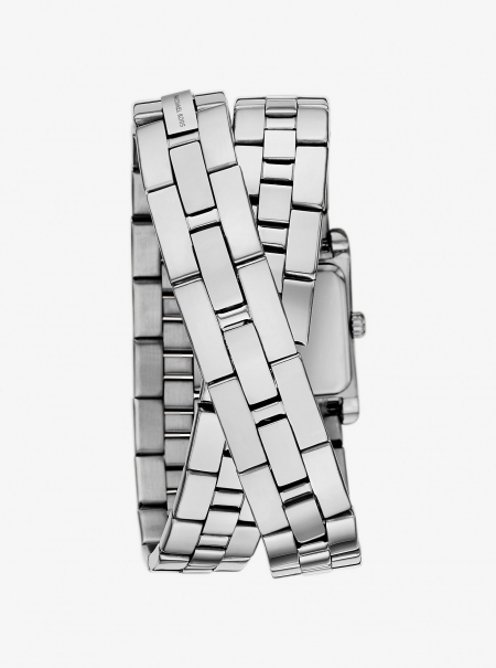 Michael Kors Mini Monroe Silver-Tone Double Wrap Watch