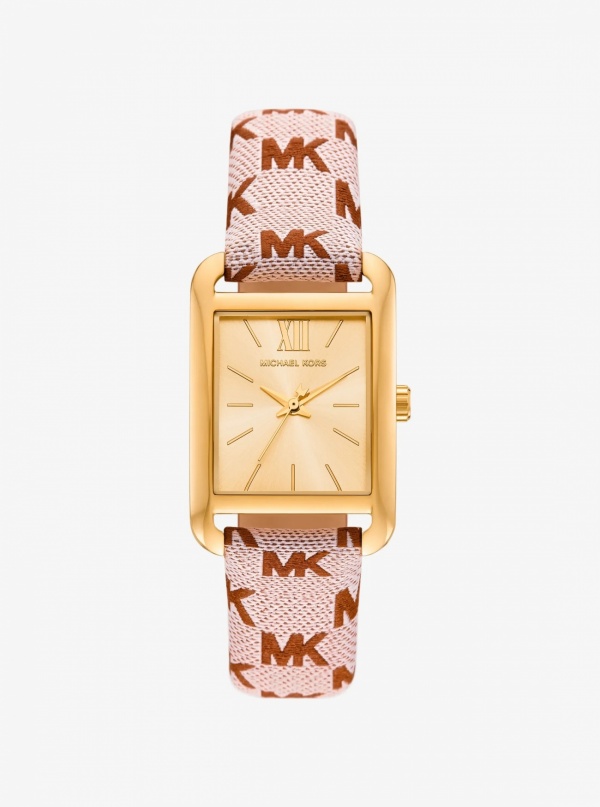 Monroe Gold-Tone and Logo Jacquard Watch