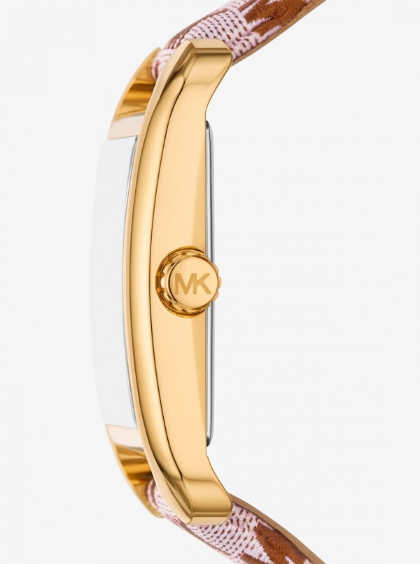 Monroe Gold-Tone and Logo Jacquard Watch