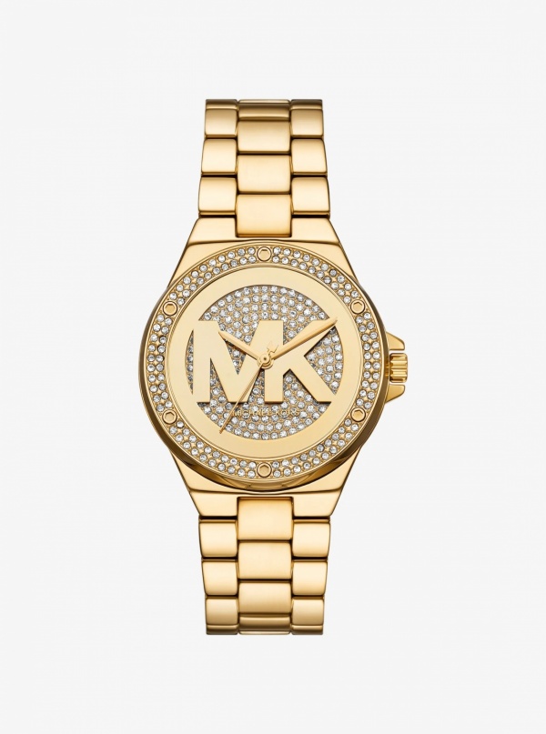 Michael Kors Mens Lennox Pavé Gold-Tone Watch