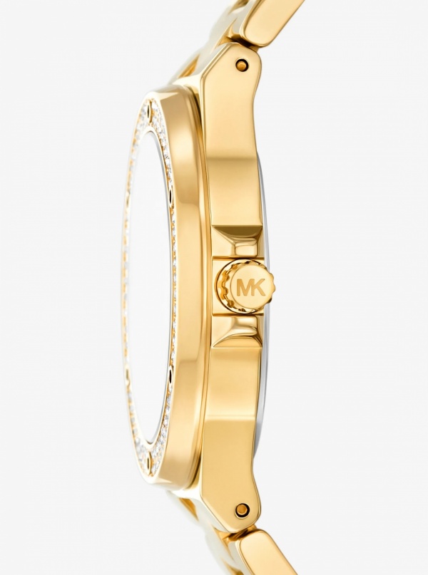 Michael Kors Mens Lennox Pavé Gold-Tone Watch