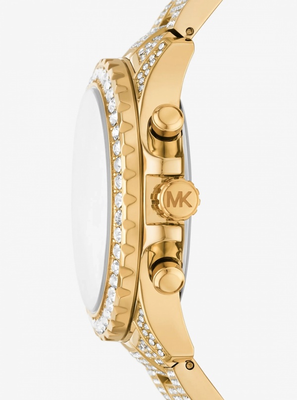 Michael Kors Mens Oversized Everest Pavé Gold-Tone Watch