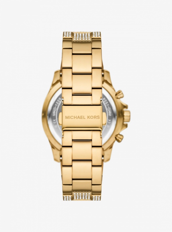 Michael Kors Mens Oversized Everest Pavé Gold-Tone Watch