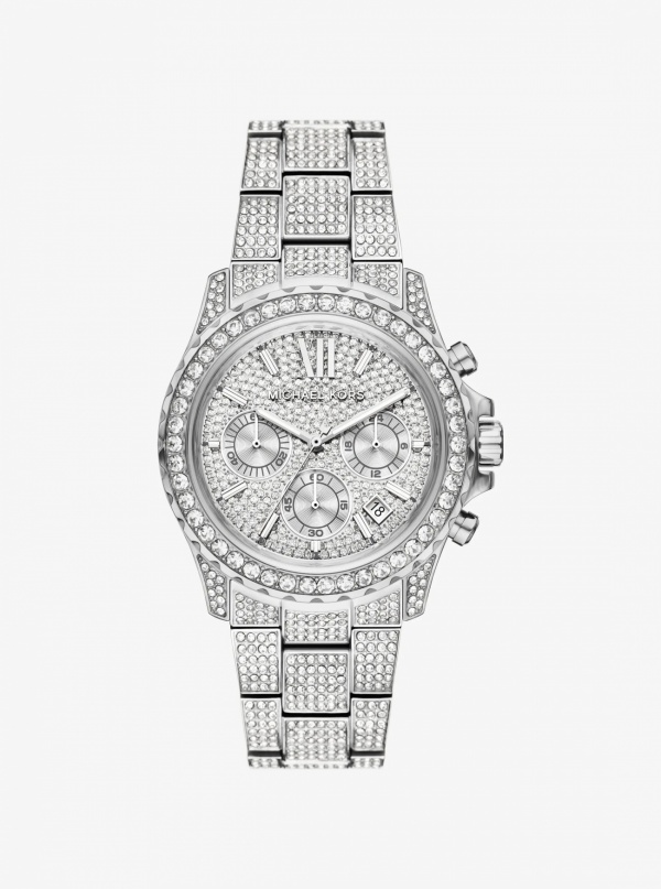 Michael Kors Mens Oversized Everest Pavé Silver-Tone Watch