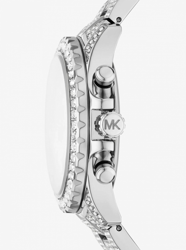 Michael Kors Mens Oversized Everest Pavé Silver-Tone Watch