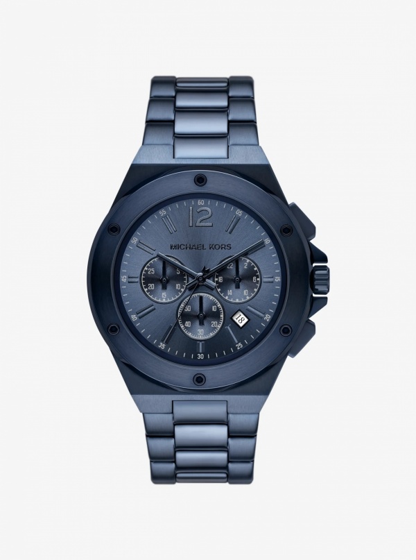 Michael Kors Mens Oversized Lennox Blue-Tone Watch