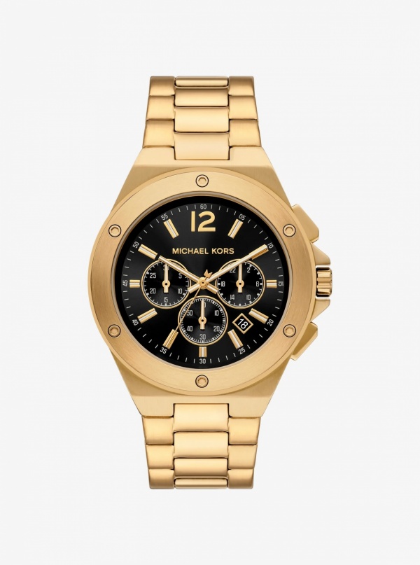 Michael Kors Mens Oversized Lennox Gold-Tone Watch
