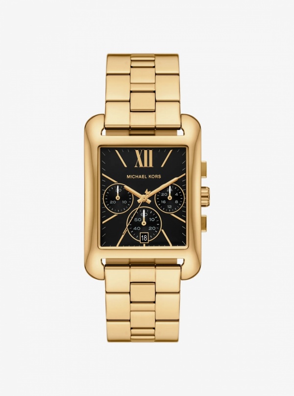 Michael Kors Mens Monroe Gold-Tone Watch