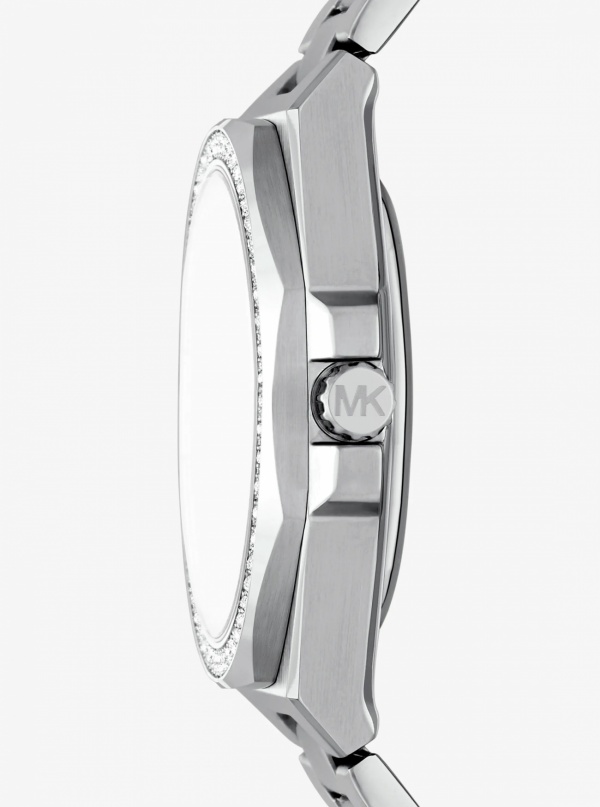 Oversized Callum Pavé Silver-Tone Watch