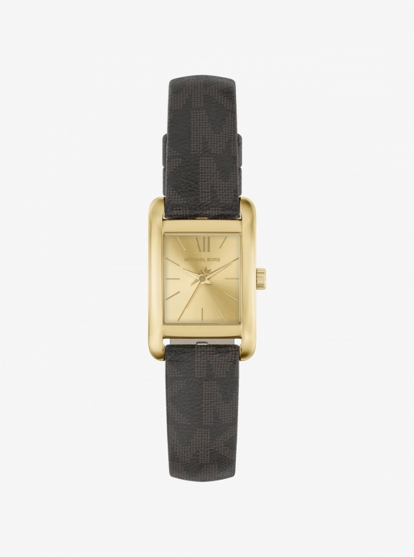 Mini Monroe Gold-Tone and Logo Strap Watch
