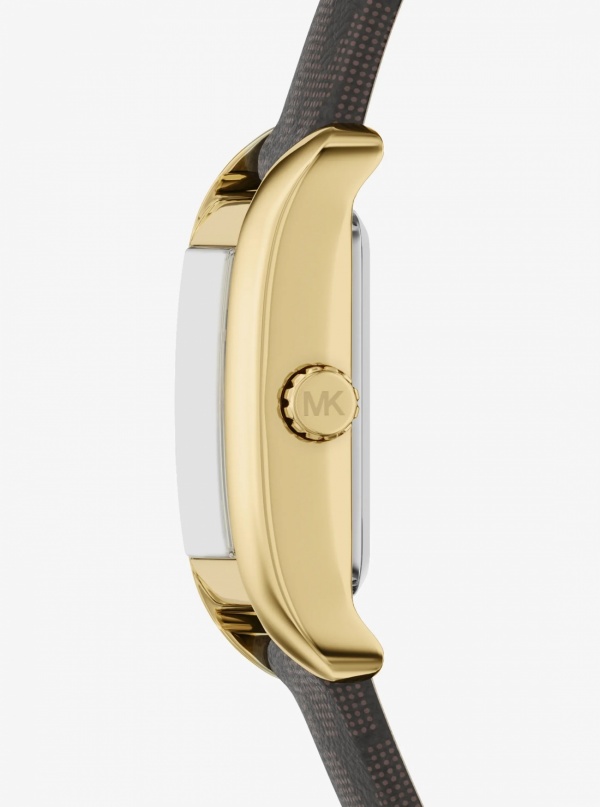 Mini Monroe Gold-Tone and Logo Strap Watch