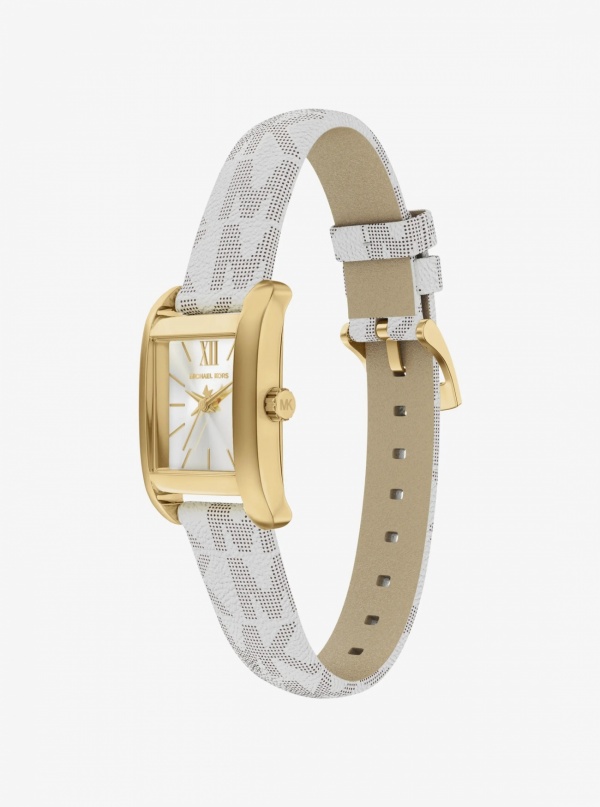Mini Monroe Gold-Tone and Logo Strap Watch