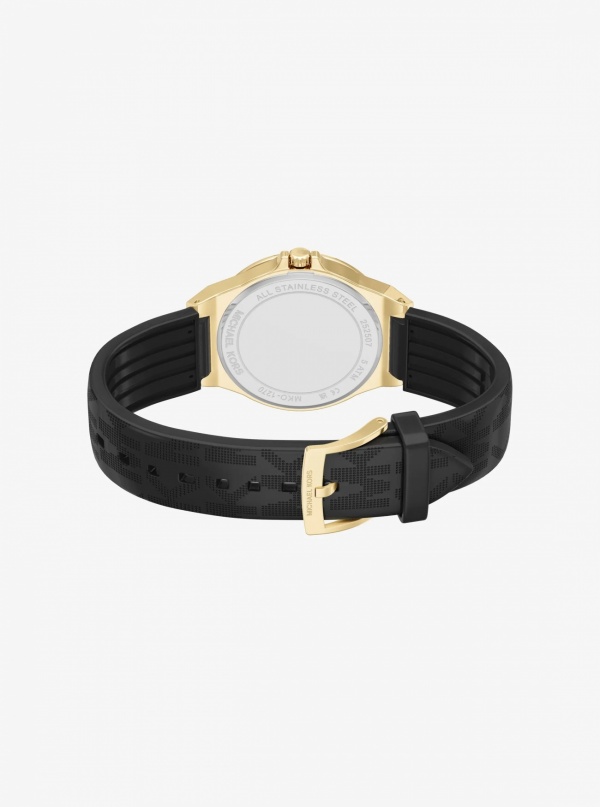 Lennox Pavé Gold-Tone and Logo Strap Watch