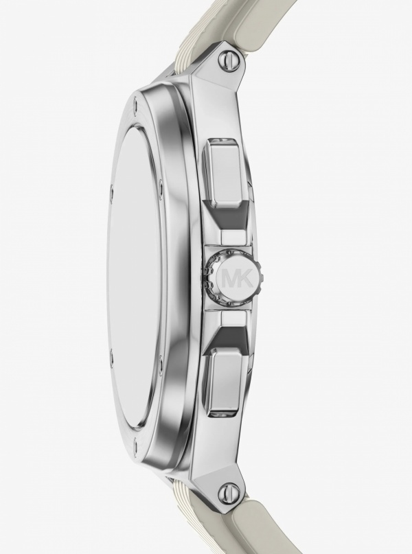 Michael Kors Mens Oversized Lennox Silver-Tone and Silicone Watch