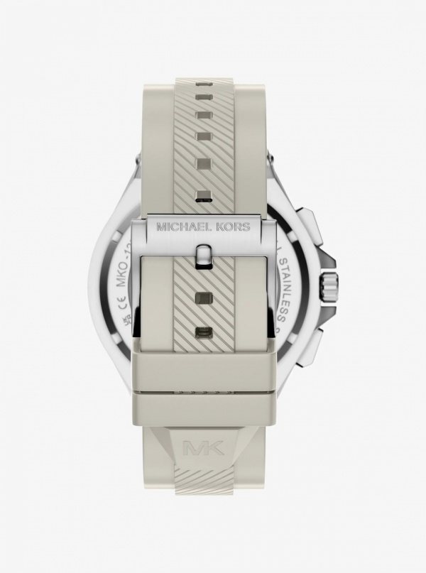 Michael Kors Mens Oversized Lennox Silver-Tone and Silicone Watch