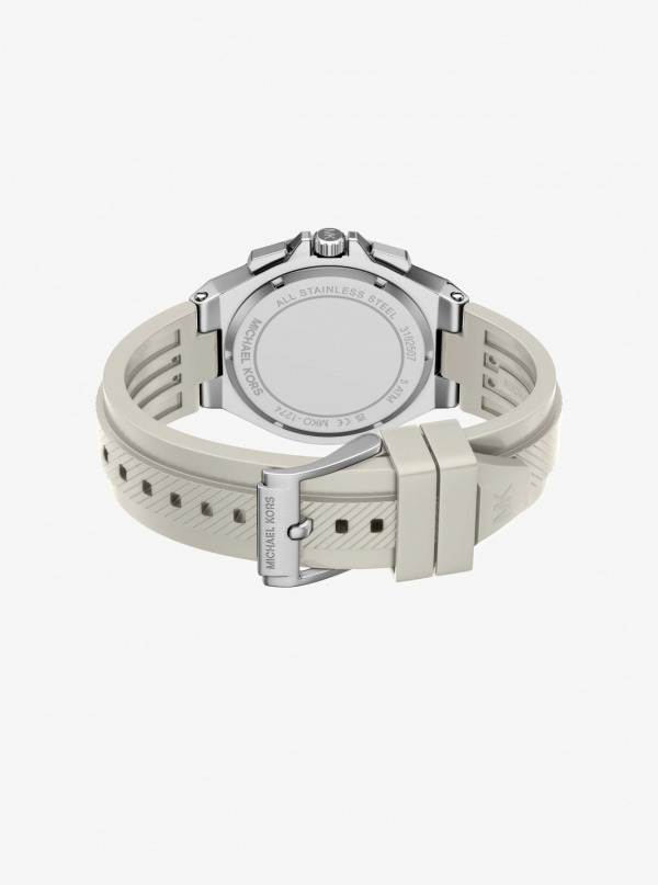 Michael Kors Mens Oversized Lennox Silver-Tone and Silicone Watch