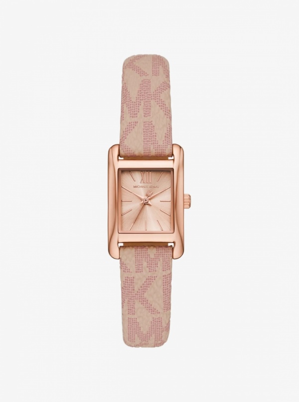 Petite Monroe Rose Gold-Tone and Logo Strap Watch