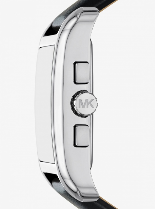 Monroe Silver-Tone and Leather Watch