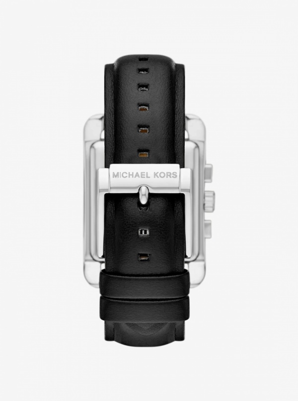 Monroe Silver-Tone and Leather Watch
