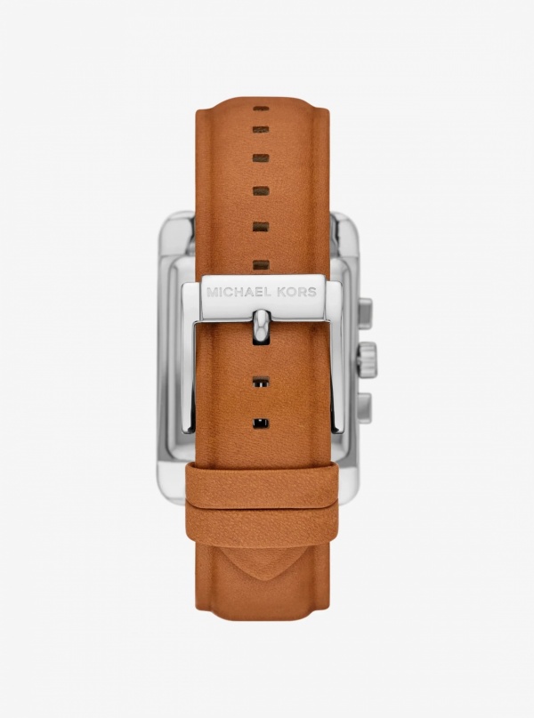 Monroe Silver-Tone and Leather Watch