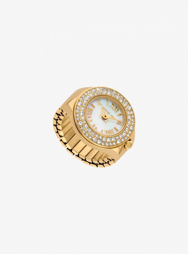 Liliane Pavé Gold-Tone Ring Watch